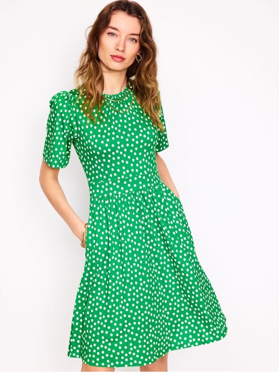 Boden Dresses & Skirts - Boden Louisa Short Jersey Dress Green White Polka Dot size 4 R